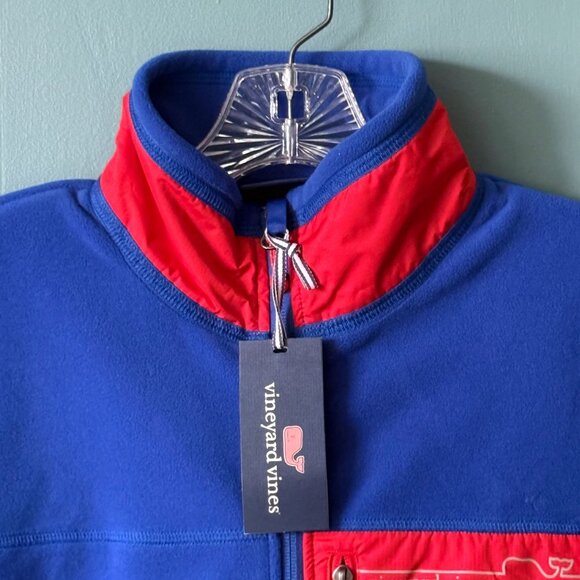 Vineyard Vines Men's Small Harbor Fleece Vest Aviator Blue / Red - Picture 3 of 13